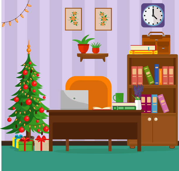 舒适的办公室装饰新年和图片下载