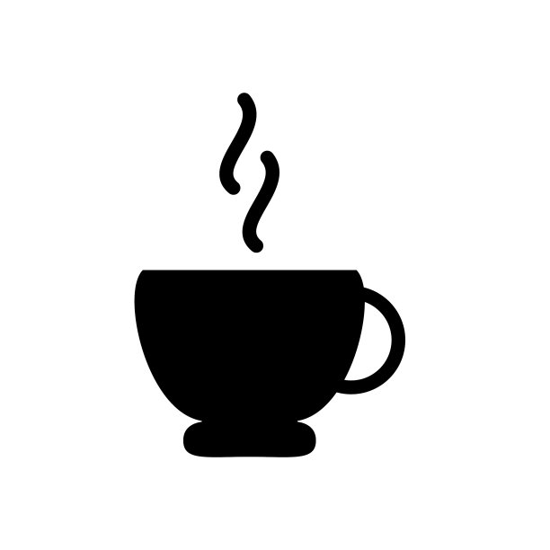 咖啡杯标志平黑线图标图片下载