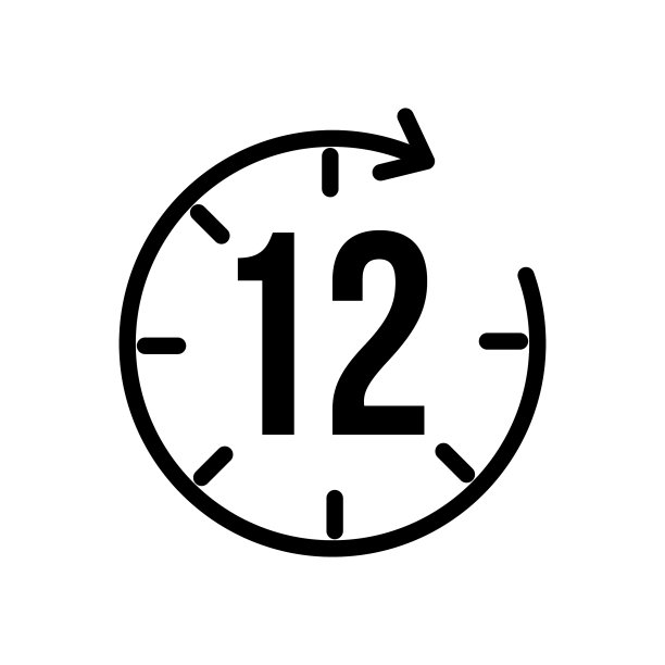 12小时符号图标孤立在白色背景图片下载