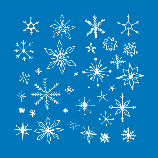 手绘涂鸦雪花集图片下载