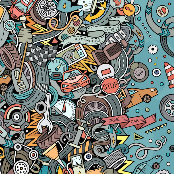 卡通可爱涂鸦车辆边框图片下载