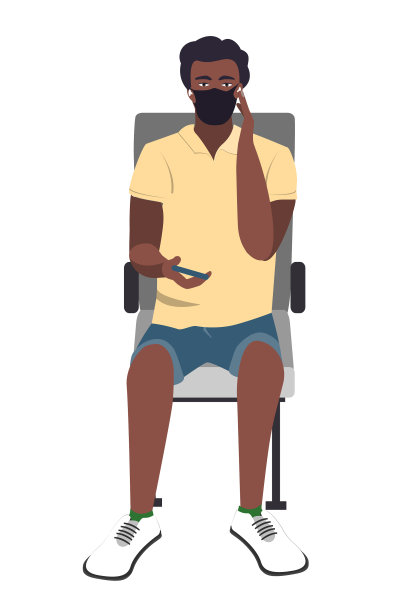 坐着一个戴着医用口罩的非洲年轻人图片下载