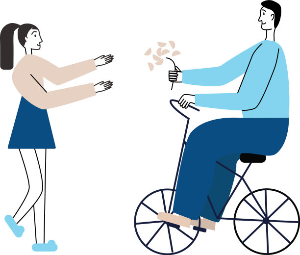 骑自行车的浪漫扁平男图片下载