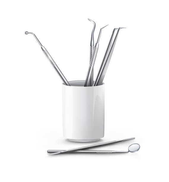 设置牙科器械在白色背景图片下载