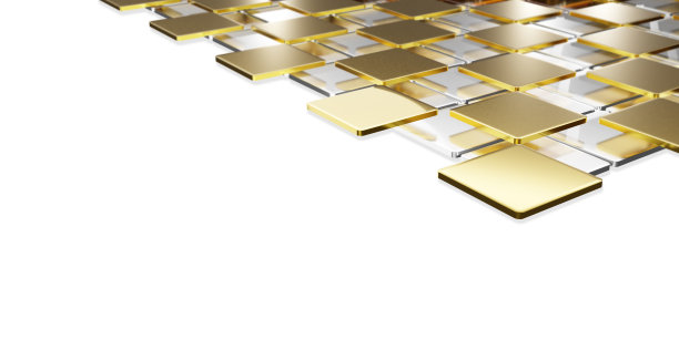 黄金和银色层堆叠在白色背景3d插图图片下载