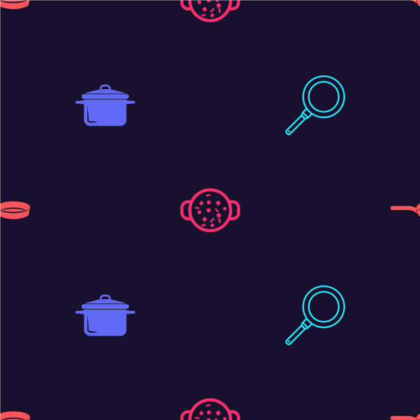 设煎锅和锅上汤料无缝烹饪图片下载