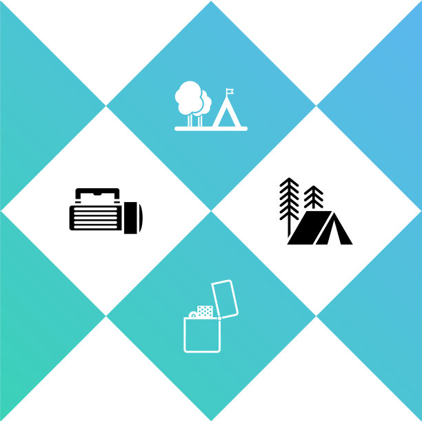 设置带旗帜的旅游帐篷手电筒打火机图片下载