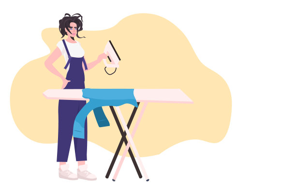 正在熨衣服的家庭主妇，拿着熨斗的妇女图片下载