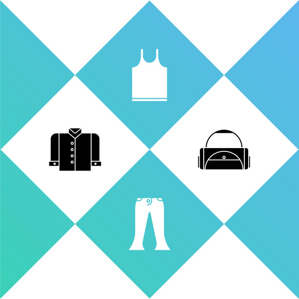 设置t恤裤子无袖和运动包图标图片下载