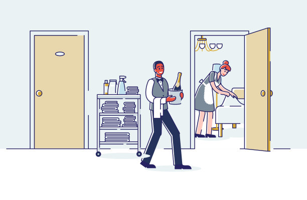 客房服务人员打扫房间图片下载