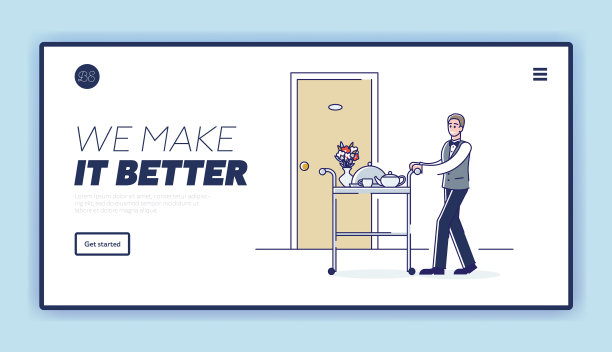 酒店模板落地的客房餐饮服务图片下载