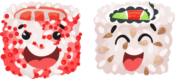 有趣的寿司和做寿司的笑脸图片下载