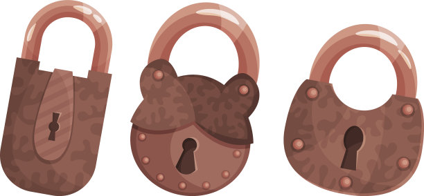 有锁孔的铜或黄铜挂锁，以保证安全图片下载