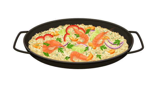 西班牙菜肴中的虾米和香草图片下载