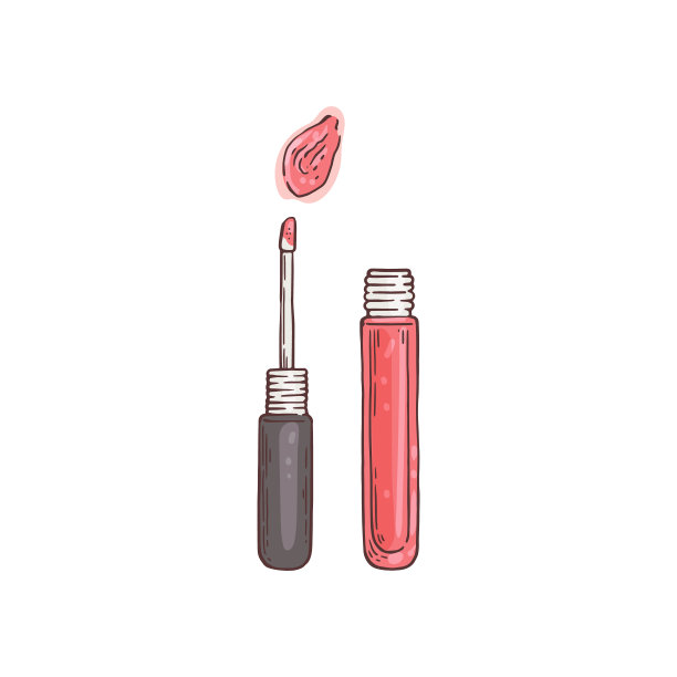 粉色液体口红女性美丽和时尚化妆矢量插图。图片下载