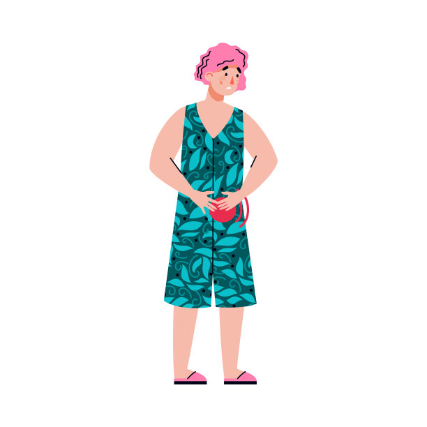 女人性格与腹部疼痛平卡通图片下载