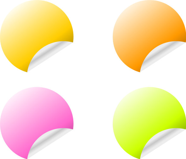 圆贴纸有不同的卷边图片下载