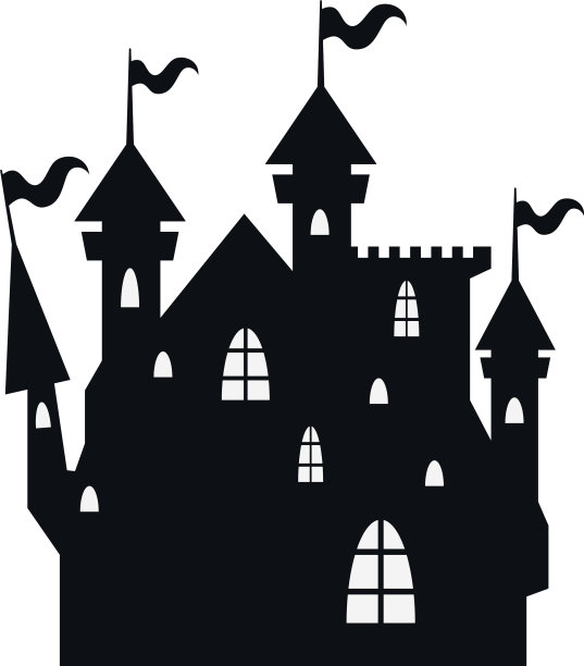 万圣节鬼鬼祟祟的城堡挂满了旗帜图片下载