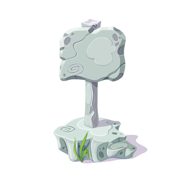 卡通指针从石头和空白石头标志图片下载