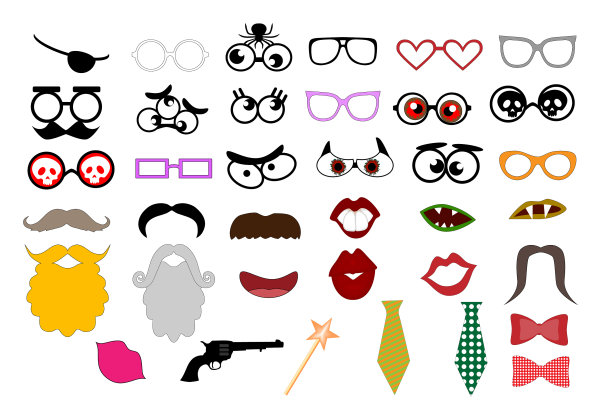 派对道具的元素，胡子，嘴唇图片下载