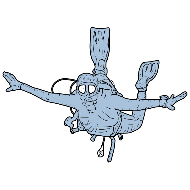 白色背景上的水肺潜水员的剪影图片下载