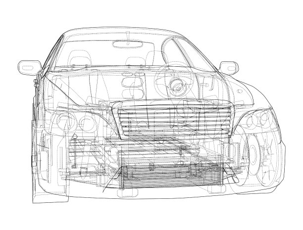 电动汽车与底盘。三维矢量渲染图片下载