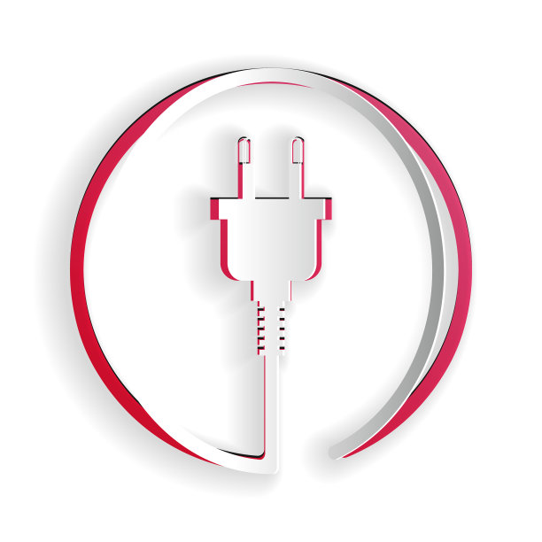 剪纸电插头图标隔离在白色图片下载