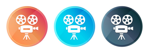 摄像头图标蒸汽雾圆形按钮设置闪亮的插图图片下载