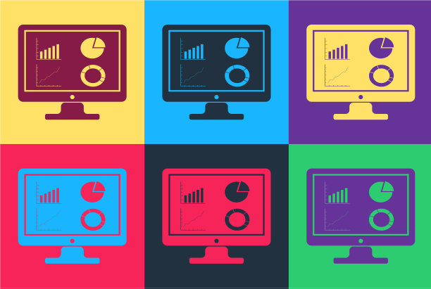 波普艺术电脑显示器与图表图标图片下载