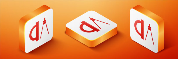 等距量角器和绘制圆规图标图片下载