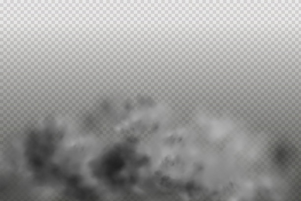 黑色矢量云，雾或烟雾在黑色方格背景。城市上空多云或烟雾。矢量插图。图片下载