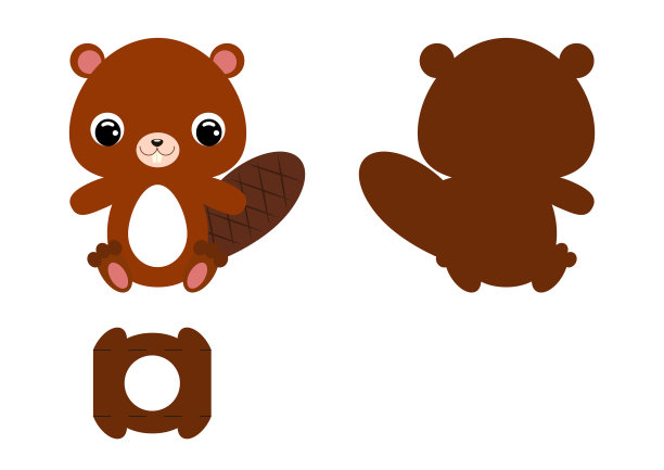 DIY可爱海狸巧克力蛋holder模板。复活节彩蛋的零售纸盒。可打印颜色方案。激光切割矢量模板。孤立包装设计插图。图片下载