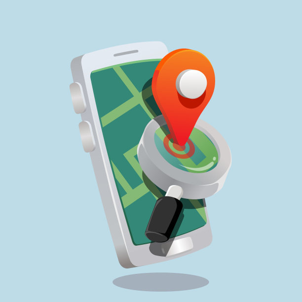 搜索位置。在移动地图应用程序放大镜前面的引脚图标。3d、三维动画风格的玩具般的插画图片下载