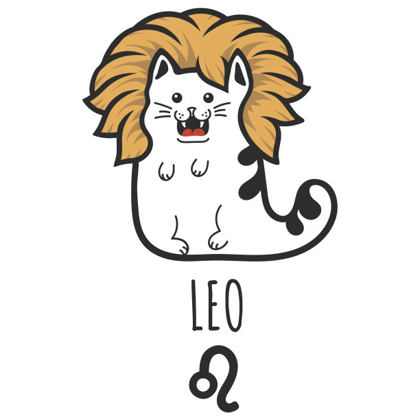 黄道十二宫里的狮子座，猫宫，占星宫。猫的星座。星座的宠物。图片下载