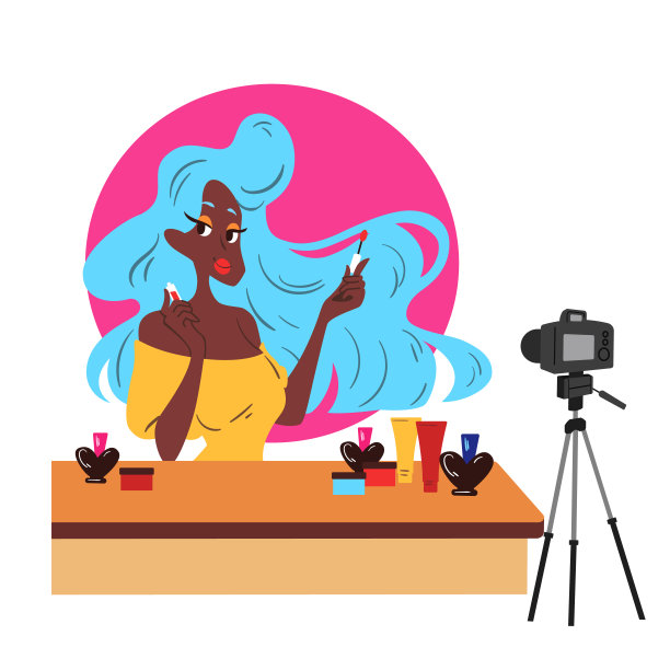 美丽的美丽博客记录或流构成内容平面矢量插图。图片下载