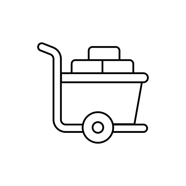 手手推车矢量轮廓图标风格的插图。EPS 10个文件图片下载