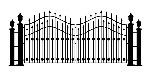 围栏剪影时尚的金属门图片下载