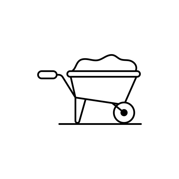 车轮手推车矢量轮廓图标风格的插图。EPS 10个文件图片下载