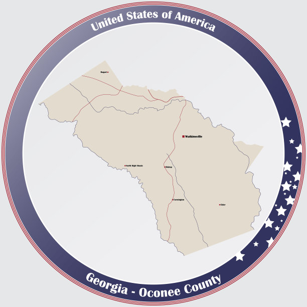 乔治亚州奥科尼县地图图片下载