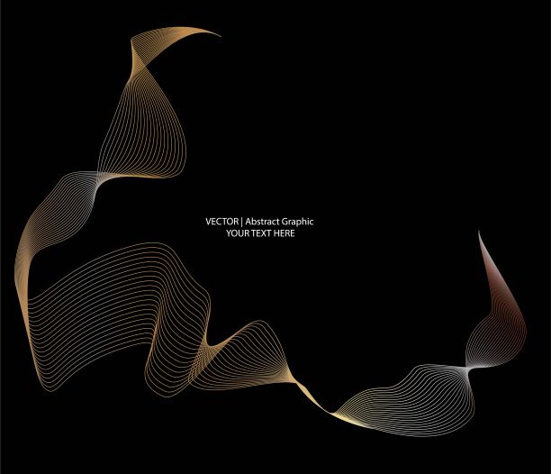 矢量图形元素的金属带曲线形状，抽象波浪平行线模式使用混合工具在黑暗的背景图片下载