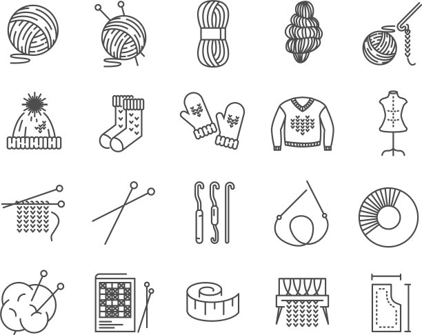 编织和刺绣线图标集图片下载