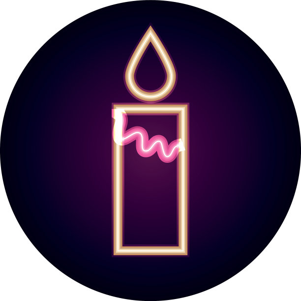 燃烧的蜡烛装饰霓虹灯图标风格图片下载