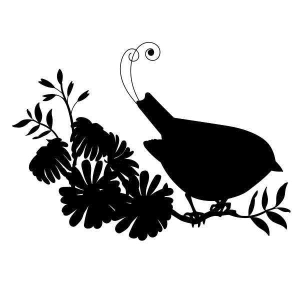 剪影可爱的鸟和花组成图片下载