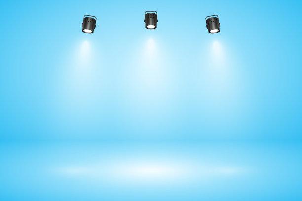 空粉彩蓝色工作室抽象背景聚光灯效果。产品展示背景。舞台灯光。矢量图图片下载