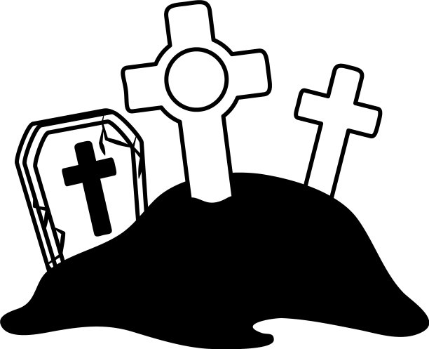 万圣节快乐，墓地墓碑交叉图片下载