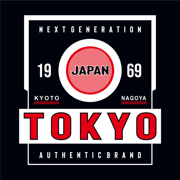 日本东京排版设计t恤t恤-矢量插图图片下载