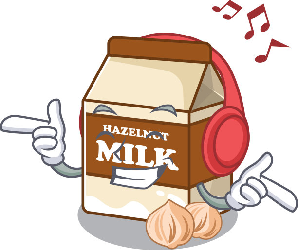 听音乐的榛子牛奶卡通人物图片下载