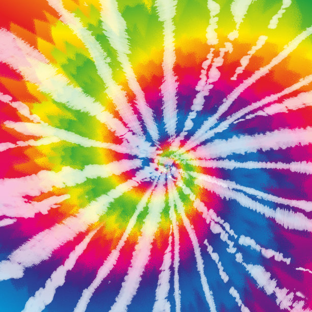 扎染衬衫抽象的彩虹螺旋图案背景图片下载