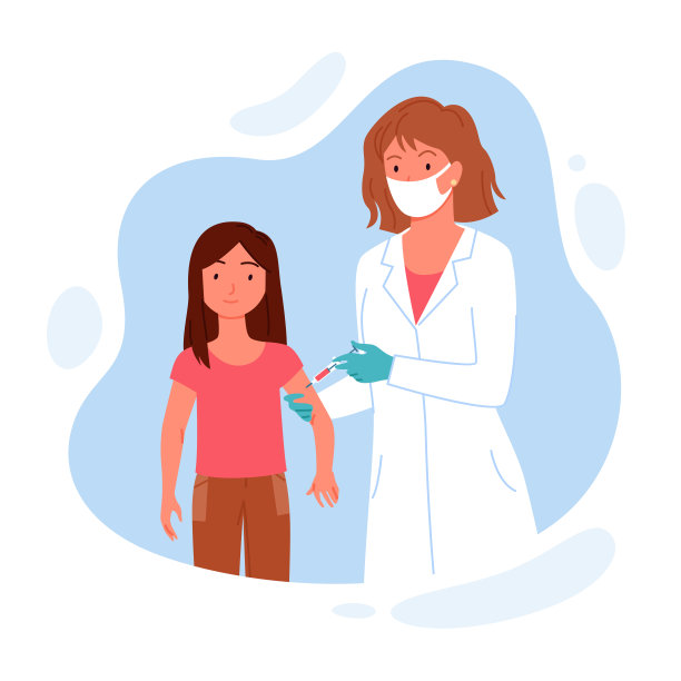 儿童接种疫苗为免疫儿童健康，医生在医疗口罩为儿童接种疫苗图片下载