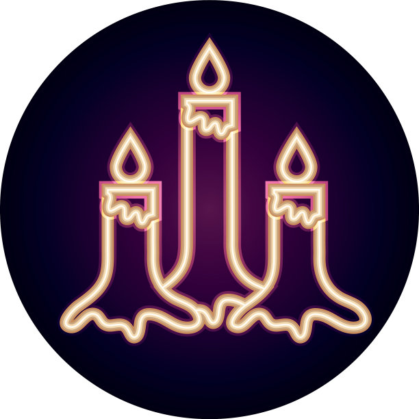 燃烧的蜡烛装饰装饰霓虹灯图标图片下载